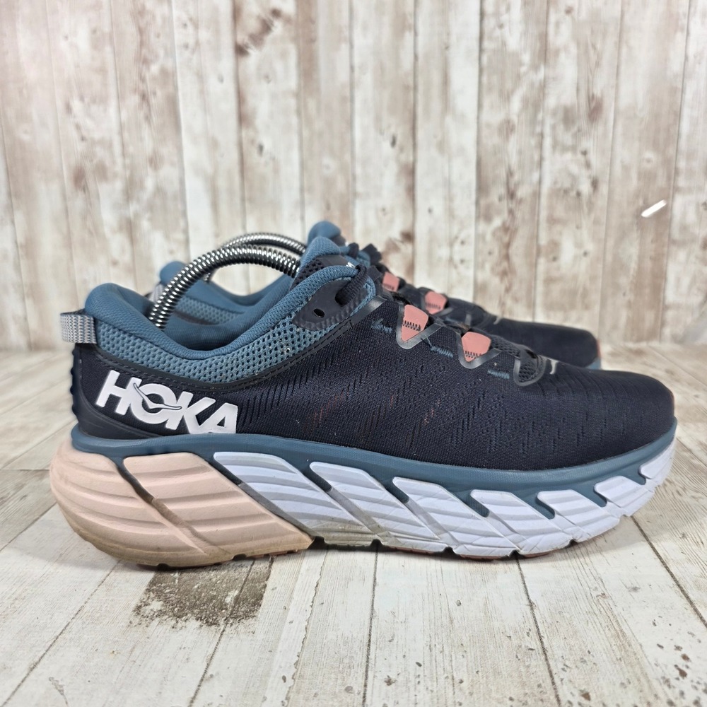 Hoka‎ One One Gaviota 3 Womens 10.5 Running Shoes Navy Blue Coral 1113521-OBRS